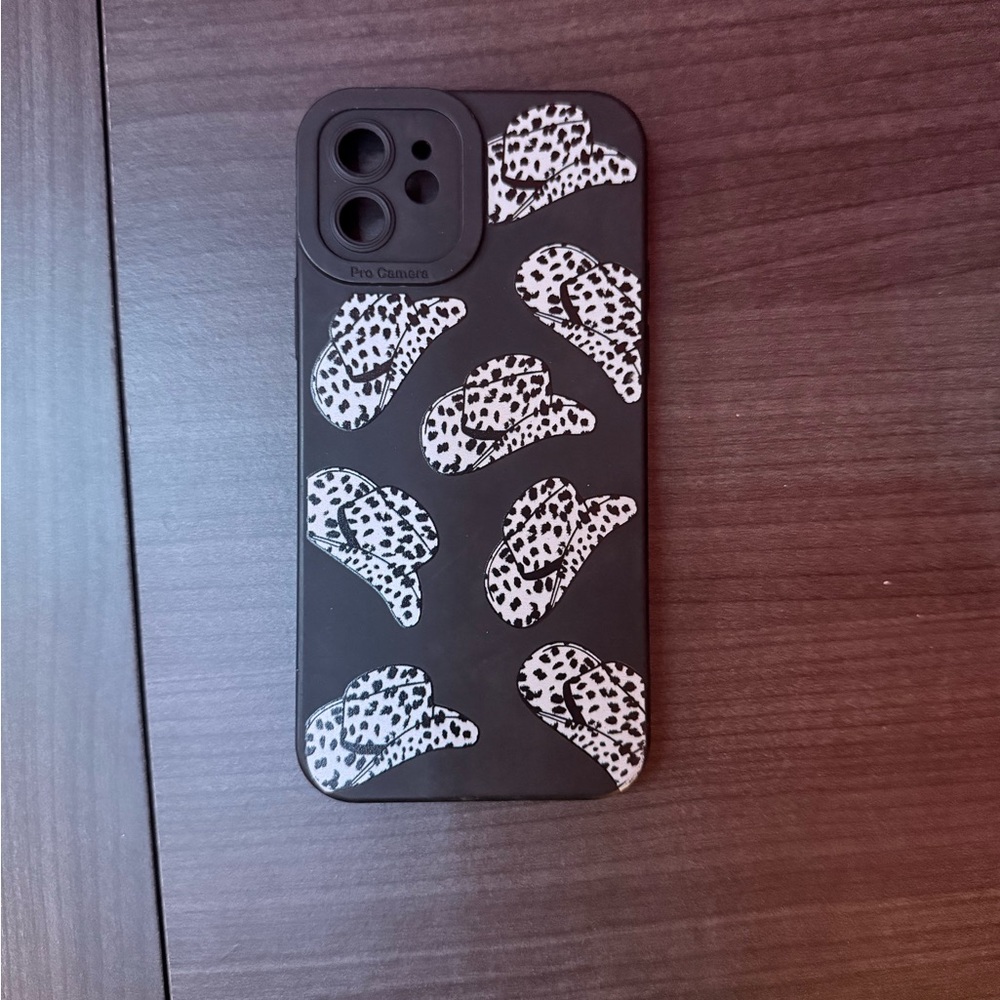 IPhone 12 Black and White Cowboy Hat Phone Case